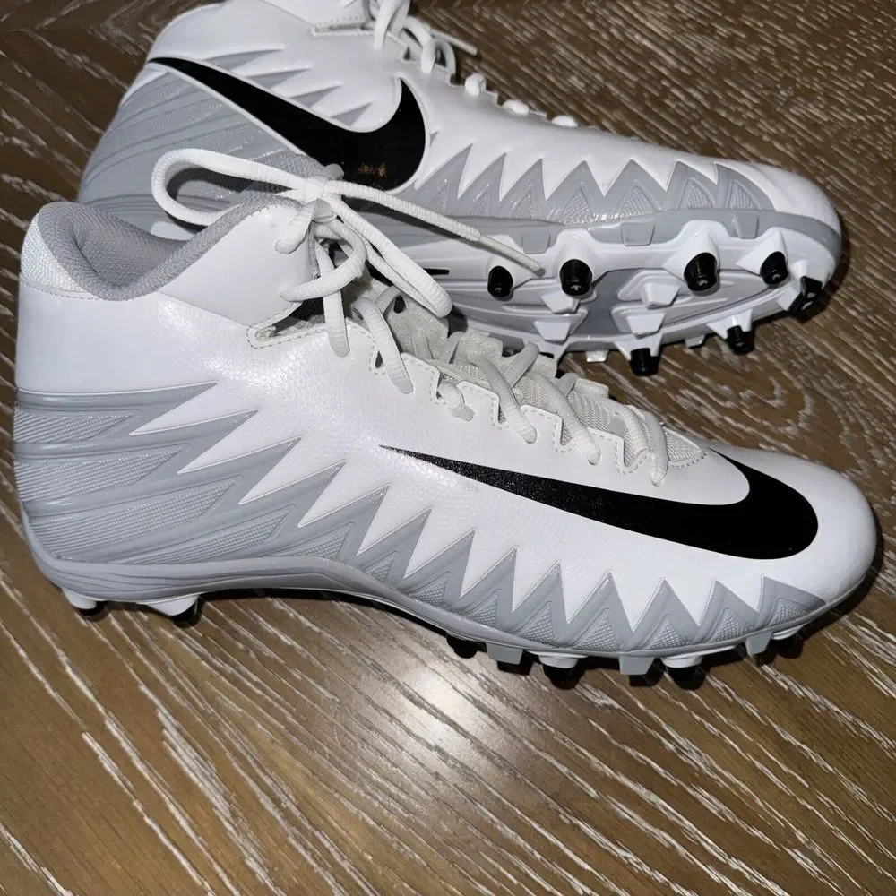NIKE Alpha Menace 12 Men's Football Cleats WHITE/ Black/Gray ~‎ EXCELLENT